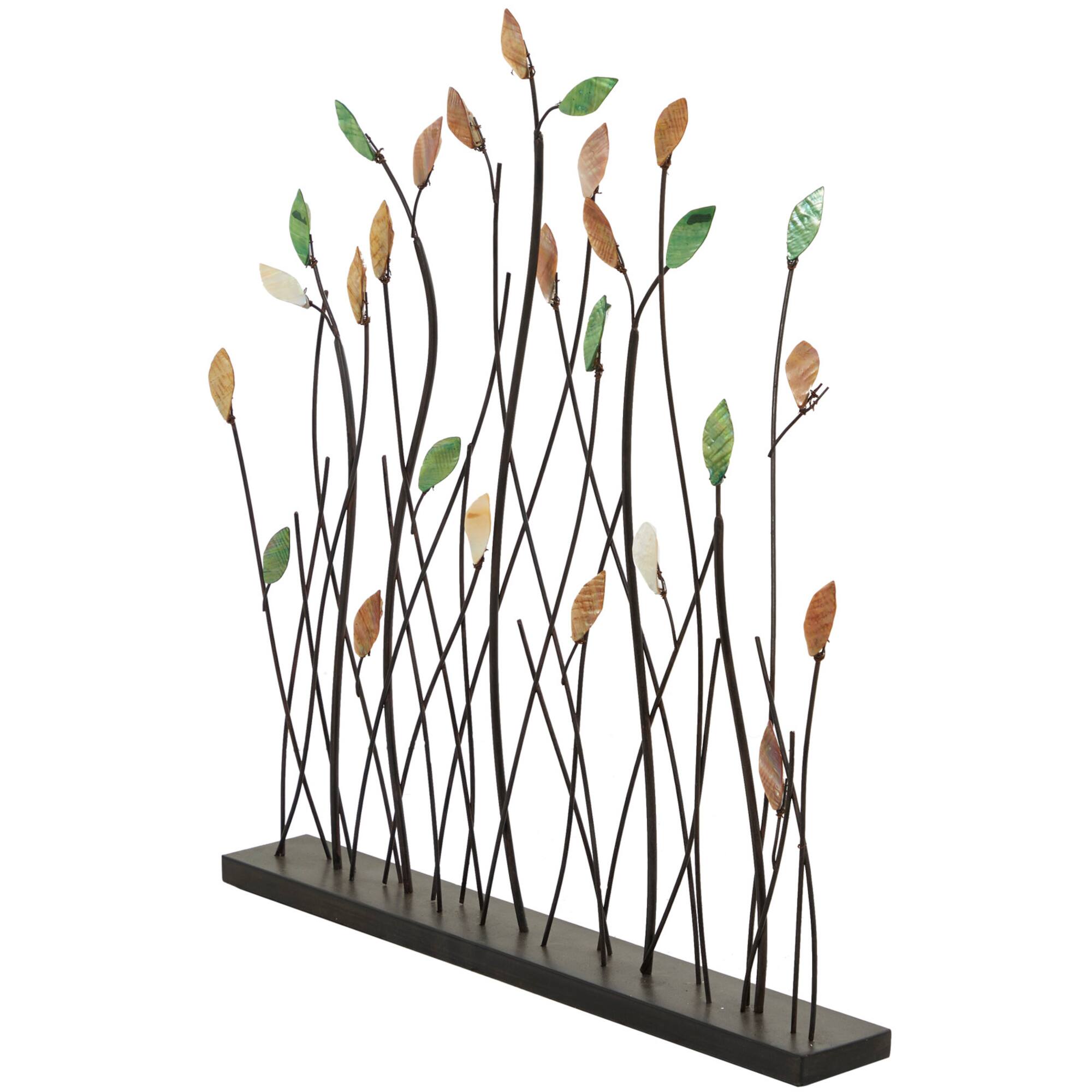 26.5" Black Metal Leaf with Black Base Sculpture
